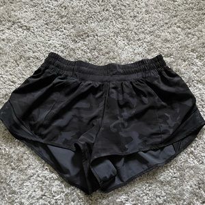Lululemon Black Camo Hotty Hot Shorts